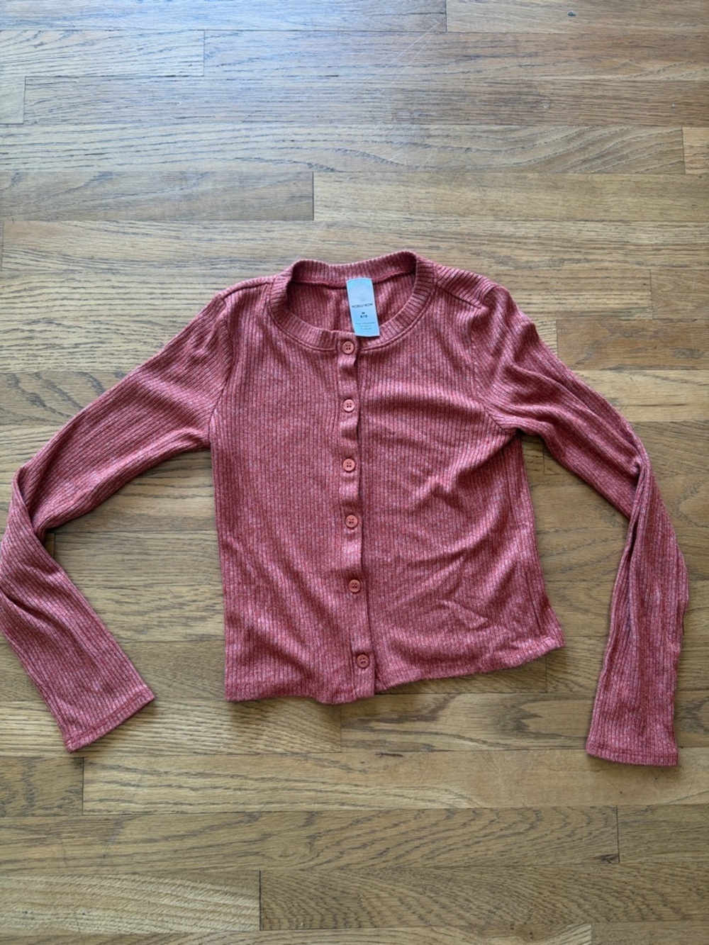Girls Nordstrom Ribbed Button-Front Long Sleeve Cardigan - size medium 8/10